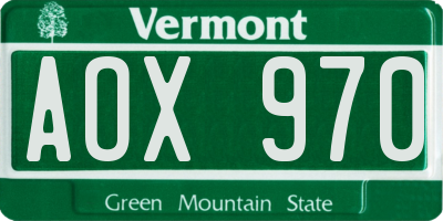 VT license plate AOX970