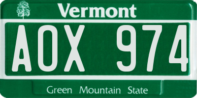 VT license plate AOX974