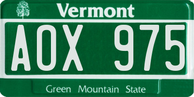 VT license plate AOX975