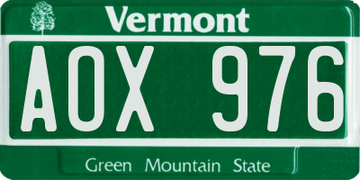 VT license plate AOX976