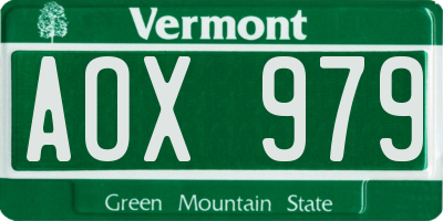 VT license plate AOX979