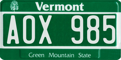VT license plate AOX985