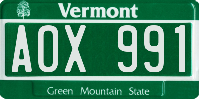 VT license plate AOX991