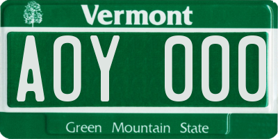 VT license plate AOY000