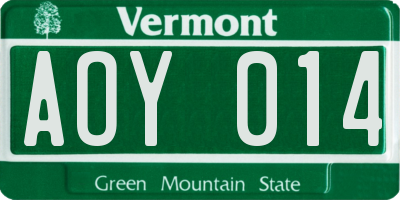 VT license plate AOY014