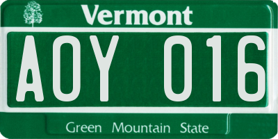 VT license plate AOY016