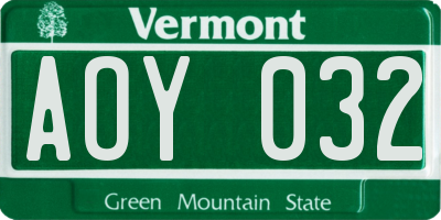 VT license plate AOY032