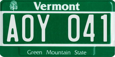 VT license plate AOY041