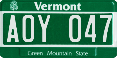 VT license plate AOY047