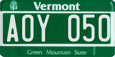 VT license plate AOY050