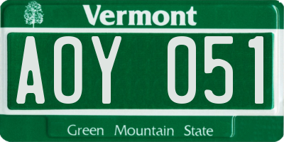 VT license plate AOY051