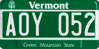 VT license plate AOY052