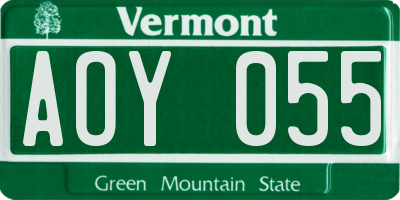 VT license plate AOY055
