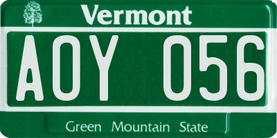 VT license plate AOY056