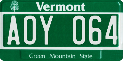VT license plate AOY064