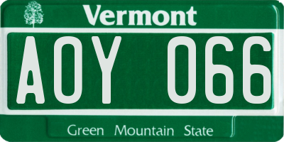VT license plate AOY066