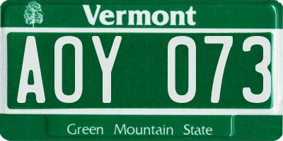 VT license plate AOY073