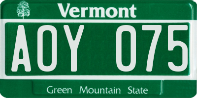 VT license plate AOY075