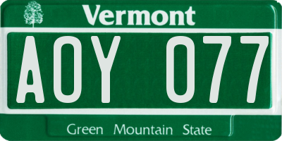 VT license plate AOY077