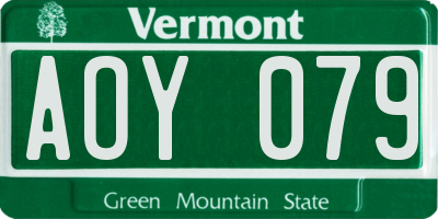 VT license plate AOY079