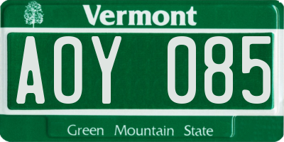 VT license plate AOY085