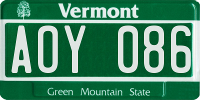VT license plate AOY086