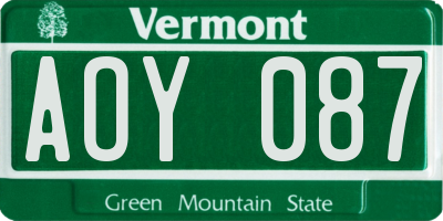 VT license plate AOY087
