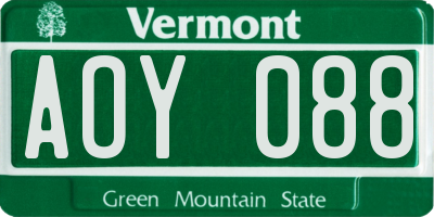 VT license plate AOY088