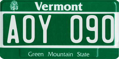VT license plate AOY090