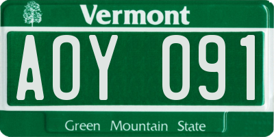 VT license plate AOY091