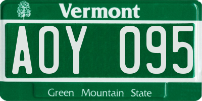 VT license plate AOY095