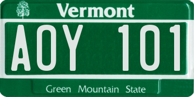 VT license plate AOY101