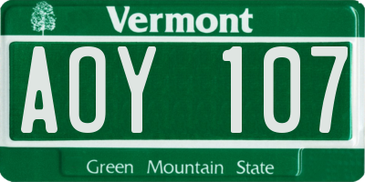 VT license plate AOY107