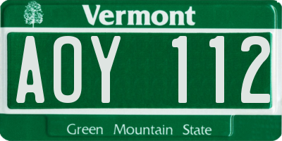 VT license plate AOY112
