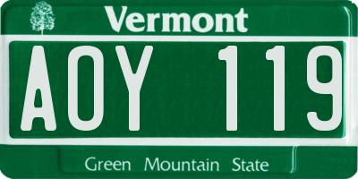 VT license plate AOY119