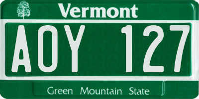 VT license plate AOY127