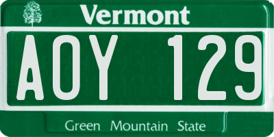 VT license plate AOY129