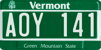 VT license plate AOY141