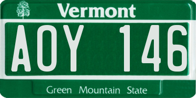 VT license plate AOY146