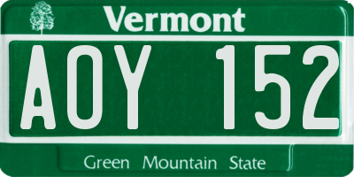 VT license plate AOY152
