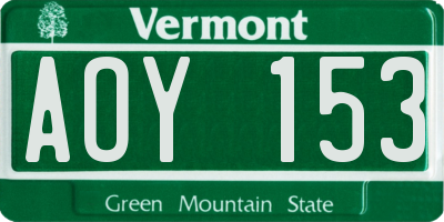 VT license plate AOY153