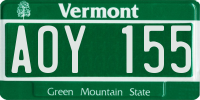 VT license plate AOY155