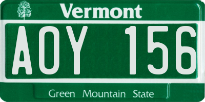 VT license plate AOY156