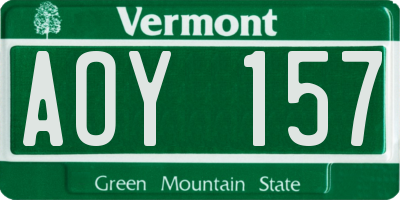 VT license plate AOY157