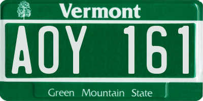 VT license plate AOY161
