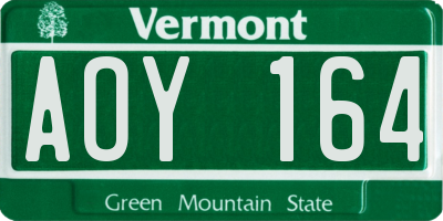 VT license plate AOY164