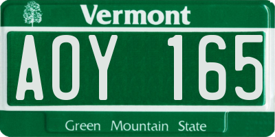 VT license plate AOY165