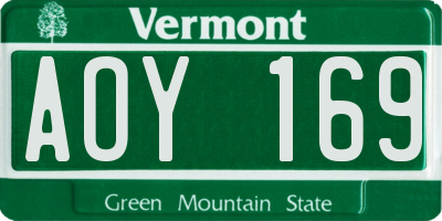 VT license plate AOY169