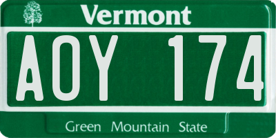 VT license plate AOY174
