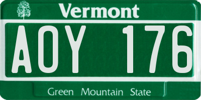 VT license plate AOY176